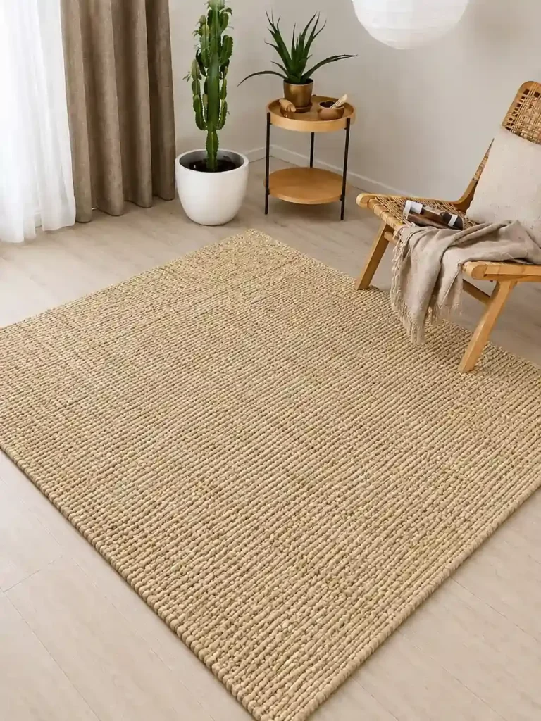 Beige polyester rug
