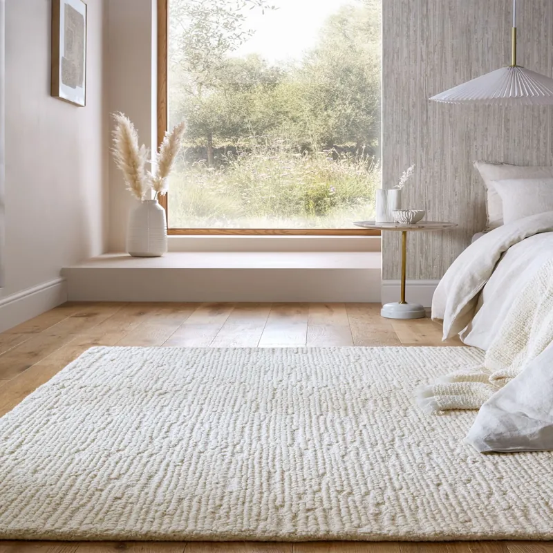 Textured white loop rug